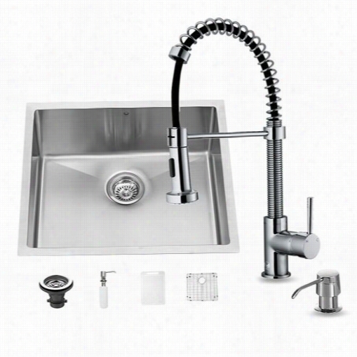 Vogo Vg15216 All In One 23"" Undermount Stainless Steel Kitchen Sink And Chorme Faucet Set