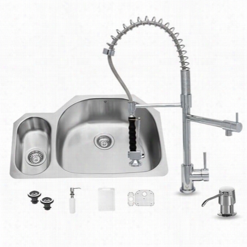 Vigo Vg15326 All In One 32"" Undermount Stainles S Steel Kitchen Sink An Dchrome Faucet Set