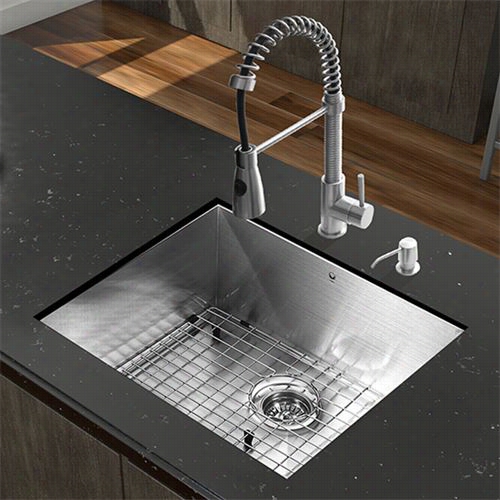 Vigo Vg15346 All In One 2 3&qout;" Undermount Stainless Steeel Kitchen Sink Nad 18-1/2 Faucet Set