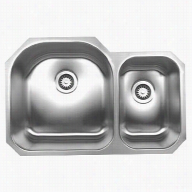 Whitehaus Whndbu3120 Noah's 31-1/2"" Double Obwl Undermount Sink In Brushed Stainless Steel