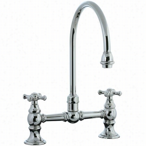 Cifial 267.270.721 Highlands Double Cross Handle Bridge Kitchen Faucet In Polished Nickel