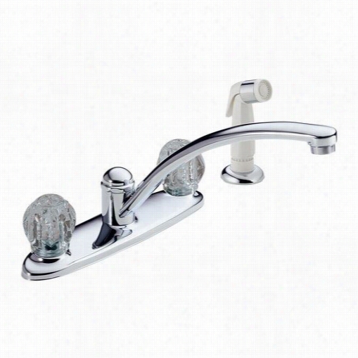 Delta B2412lf Foundat Ions Core Two Acrylic Kno B Handle Kitchenn Faucet In Chrome Withh Spray