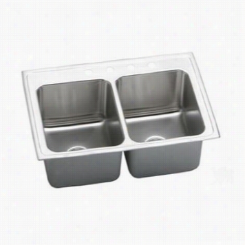 Elkay Dlr3722100 Lustertone 37"" Top Mount Double Bowl Stainless Steel Ssink