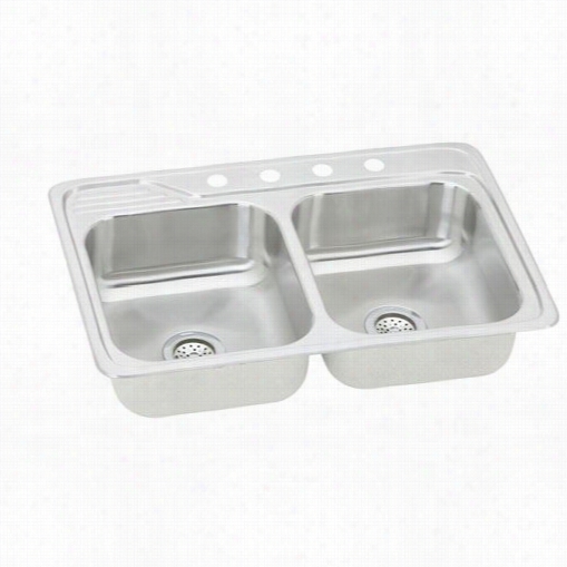 Elkay Ecc33220 Ggourmet 33"" Top Mount Double Bowl Stainless Steel Sink