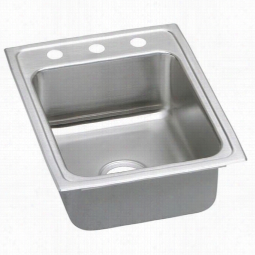 Elkay  Lrad1722453 Lustertone 4-3/8"" Top Mount Single Bowl 3 Hole Stainless Steel Ruin