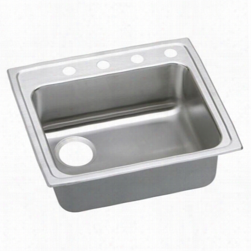 Elkay Lraad252160l Gourmet 25"" X 21-1/4"" Single Baisn Drop In Kitchen Sink With 6"&quo; Depth And Ofg-centered Left Drain Oopening