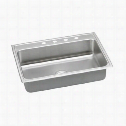 Elkay Lrad3122454 Gourmet 4-1/2&quo;" Top Mount Single Bowl 4 Hole Stainless Steel Sink