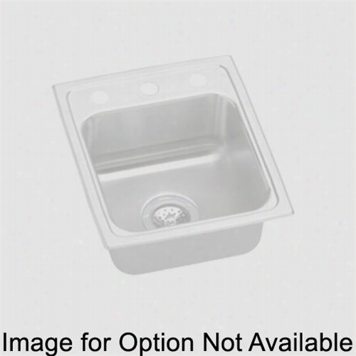 Elkay Lrq1517mr2  Lustertone 71-1/2"" Top Mount Single Bowl 2 Hole Mi Ddle/right Stainless Steell Sink