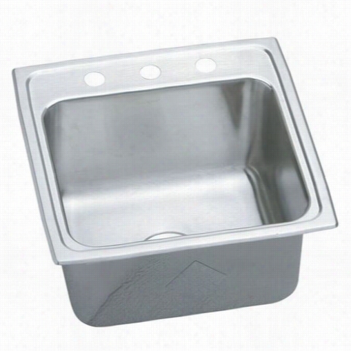 Elkay Pla19919103 Pursuit 20"" Top Mount Single Bowl 3 Hole Stainless Steel La Undry Sink