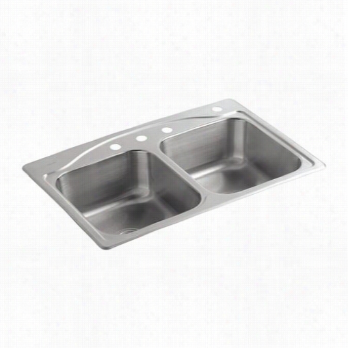 Kohler K-3145-4-na Cadence 4 Hole Do Ublee Basin Kitchen Sink In Sttainless Steel