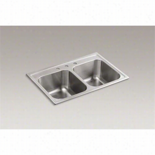 Kohler K-3847-3-na Toccata Top Mount Doublle Equal Kitchen Sink