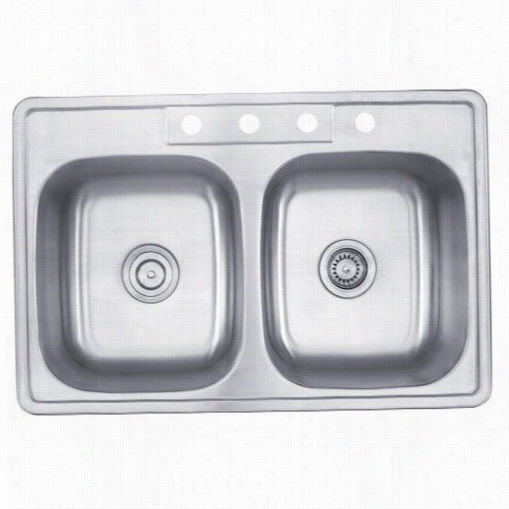 Kraus Ktm33 33"&quto; Topmount 50/50 Double Bowl 18 Gauge Stainless Steel Kitchen Sink