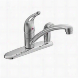 Moen 7454 Chateau 1 Hann Dle Chrome Kitcehn Fauce T With Rotege Side Spray In Deck Plate