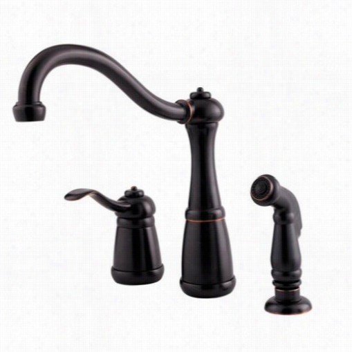 Pfister Gt26-3nyy Mmarielle 3 Hole Single Haft High Arc Kitchen Faucet With Spray In Tuscan Bronze