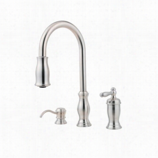 Pfister Gt526-tms Hanover 3 Hole Pluck Out Kitchen Faucet In  Tsainless S Teel