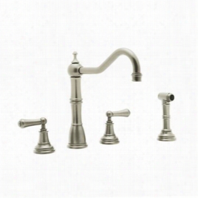 Rohl U.4776l-sttn 4 Hole Kitchen Faucet With Sidespray In Satin Nickel