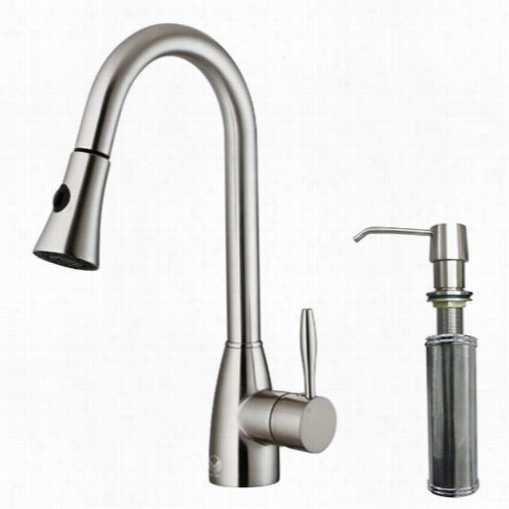 Vigo Vg00213stk2 15-3/4""h Pull Abroad Spray Kitchen Faucet In Stainles Ssteel With Soap Dispenser