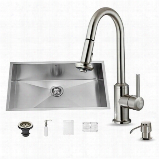 Vigo Vg15059 Undermount Stainless Steel Kitchen Sink With Faucet, Grid, Stainer And Dispenser