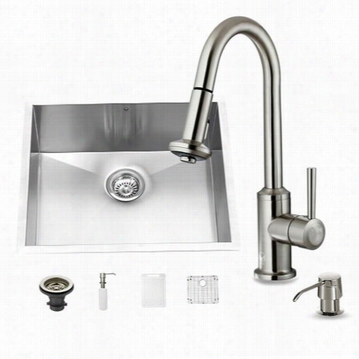 Vigo Vg15073 Undrmount Stainless Steel Kitchen Penetrate With  Faucet, Grid, Strainer And Dispenser