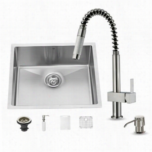 Vigo Vg15221 All In One 23"" Undermount Stainoess Steel Kitchen Ruin And Faucet Set