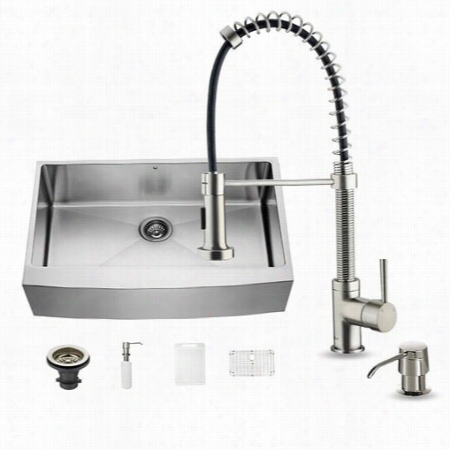 Vigo Vg15255 All In One 36"qut; Stainless Seel Choose Bowl Kitchen Sink And Vg02001 Stainless Steel Faucet  Set