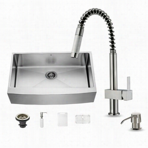 Vigo Vg15259 All In One 36"" Stainle Ss Setel Singlle Bowl Kitchen Sink And Vg02009 Stainess Stee Lfaucet Set