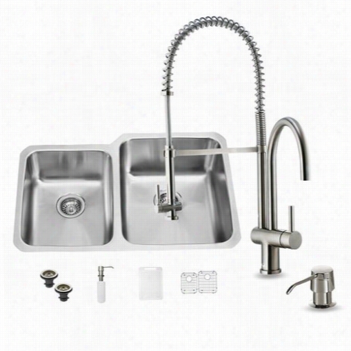 Viggo Vvg15318 All In One 32"" Undermount Stainless Steel Kitchen Sink And Faucet Se T