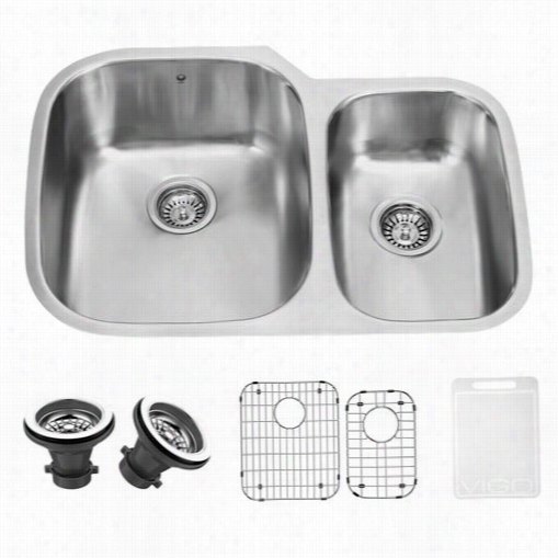 Vigo Vg3021lk1 30"&quto; Undermount Stainless Steel Kitchen Sink With Grid  And Two Strainers