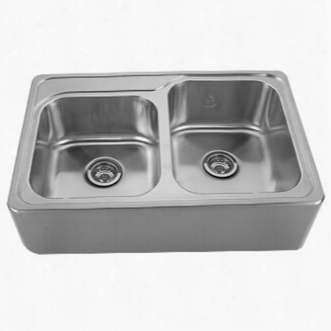 Whiteaus Whnap3322 Noah's 33"" Double Bowl Drop-in Sink In Brushed Staibless Steel