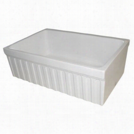 Whitegaus Whq330 Farmhaus 30"&quott; Quatr Alcove Reversible Single Bowl Fireclay Sink With Flu Ted Front Apron