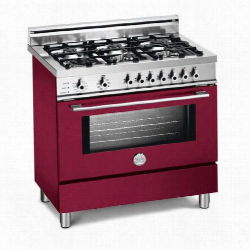 Bertazzoni Pro366dfsvi Pro 36"" Dual Fuel Self Clean Range In Vino With  6brass Burnrs