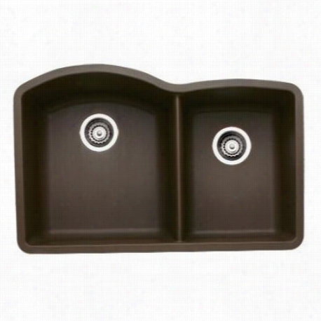 Blacno 440177 Diamond Cafe Brown 1 And 3/4 Bowl Silgranit Undermount Kitchen Sink