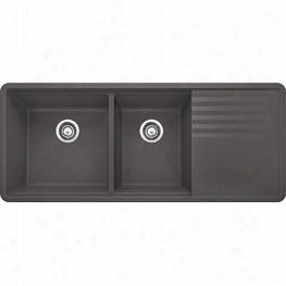 Baln O441471 Precis Double Multilevel Bowl Kitchen Sink In Cinder Iwth Drainer