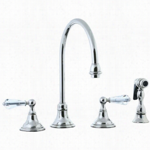 Cifial 275.245.721 Asbury Crystal Double Lever Handle Widespread Kitchen Faucet With Side Spray In Polished Nickel