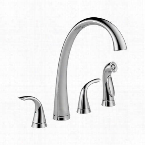 Delta 2480-dst Pilar Two Handle Widesprea Kitchen Faucet With Spray In Chrome