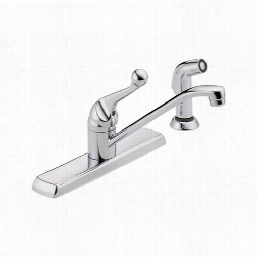 Delta 420lf 14-4/5&qot;" Single Handle Kitchen Faucet In Chrome With Side Spray