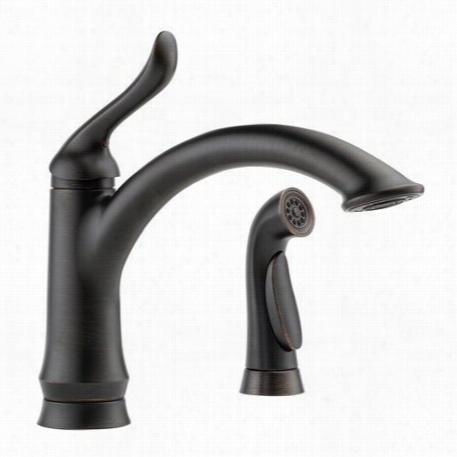 Delta 4453-rb-dst Lindne Single Handle Kitchen Faucet In Venetian Bronze With Side Spray And Diamond Seal Technology