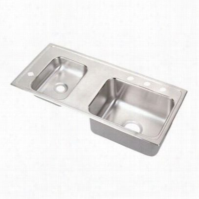 Elkay Drkr3717l0 18 Gaugge 37-1/4"" X 17"" X 7-5/8"" Double Bowl Top Mount Sin