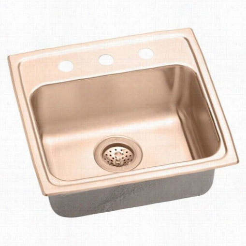 Elkay Lrad191840os4-cu Gourmet Lusterrtone Cuverro Anti Microbial Copper 19&qot;" X 18"" X 4"" Single Bowl Top Mount Sink