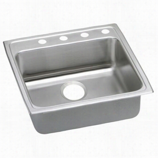 Elkay Lrad222260 Gourmet Lustertone Stainless Steel 22"" X 22"" X  6"" Single Bowl Top Mount Sink