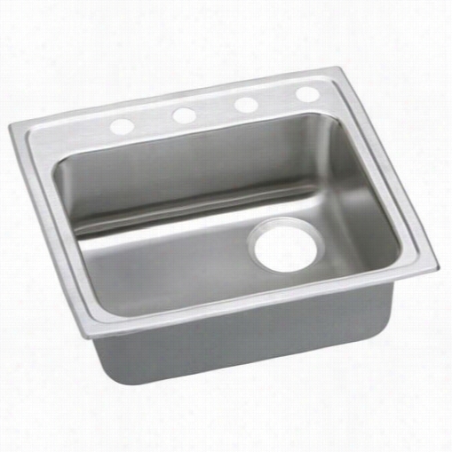 Elkay Lrad252165r4 Lustertone 25"" Top Mount Single Bowl 4 Hole Stainless Steel Reduce