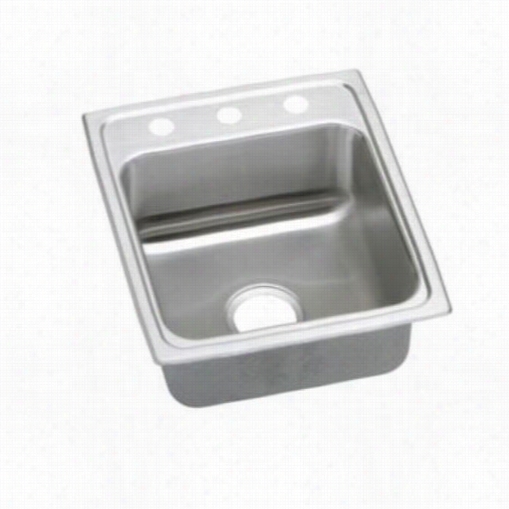 Elkay Lradq1522653 Lustertone 6-1/2"" Top Mount Single Bowl 3 Hole Stainless Steel Sink