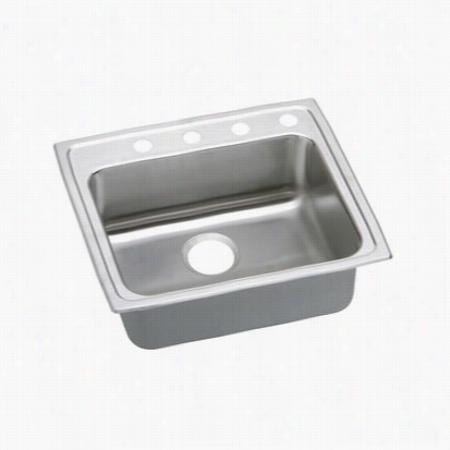 Elkay Lradq221945 Lustertone 22"" X 19-1/2&uot;" Single Basin Sink In Unsullied Steelw It H4-1/2"q&uot; Bowl Depth