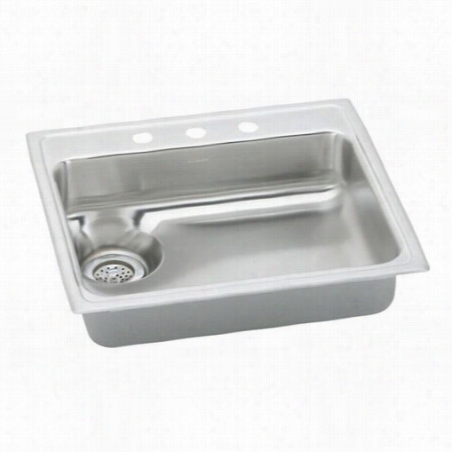 Elkay Lwr2522l Lustertone Singlle Hollow Waste - All Sink With Disposer Drain On Left Side