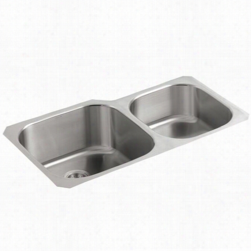 Kphler K-3356 Undertone Undermount Extra Large/medium Double Bowl Kitchsn Sink