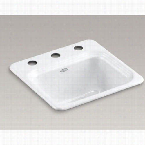 Kohler K-6579-3 Northland 3 Hole Single Basin Cast Irin Bar Sink