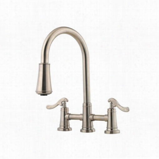 Pfisger Gt531-ypk Ashfield Double Lever Handle Pullout Bidge Faucet In Brushed Nickel