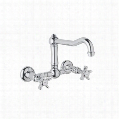 Rohl A416lmapc-2 Country Kitchen Wall Mounted Bridge Faucet In Polished Chrome With Metal Lever Hanlde