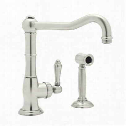 Rohl A3650lpwspn-2 Country Kitchen  Sing1e Side Porcelain Leever Kitchen Facuet With Sidespray In Polished Nickel