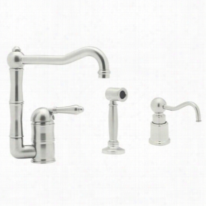 Rohl Akit36081lpwspn-2 Country Kitchen Single Handle Porcelain Lever Faucet In Polished Nickel Attending Sidespray And Country Soap/lotion Dispenser